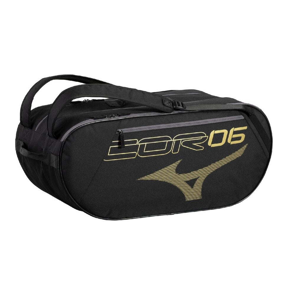 MIZUNO Pro Series Racquet Bag (6 Pcs) - Black/Gold | 75L Capacity