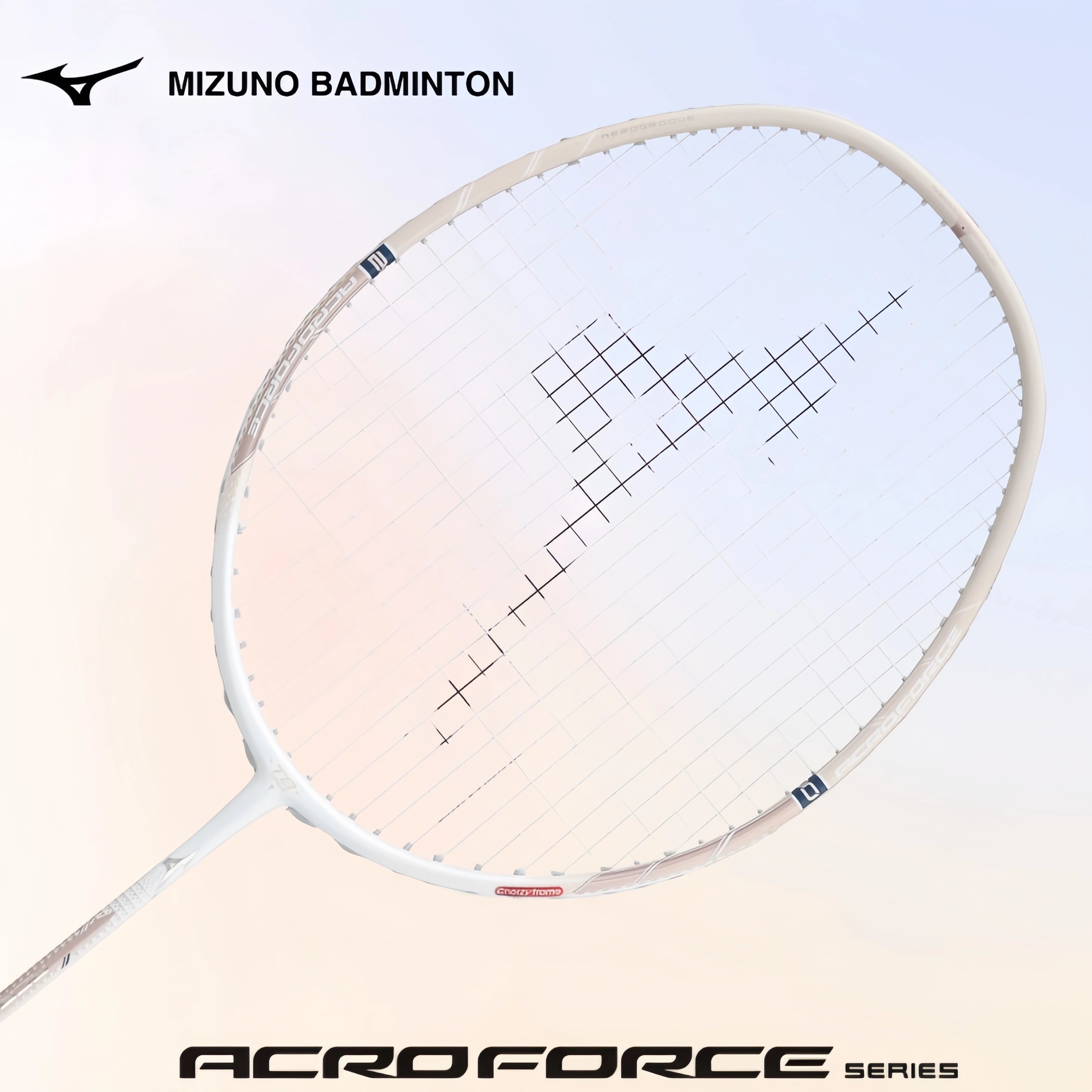 MIZUNO ACROFORCE 200 BDSS Limited Edition (White/ Rose Gold) 5U/G6 Badminton Racquet – Unstrung & Free Grip