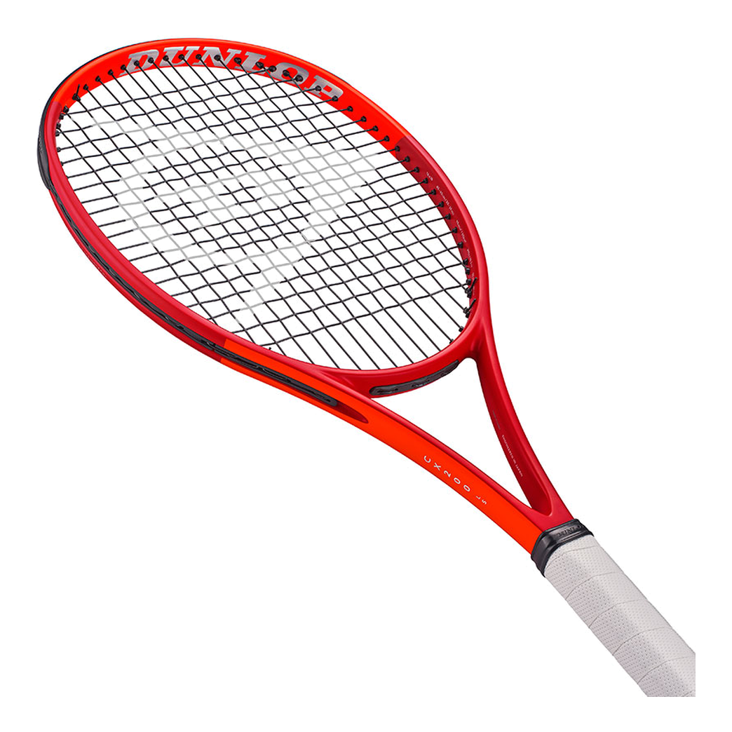 DUNLOP 2027 CX200 LS Red/Neon Red tennis racquet — frame and string bed detail