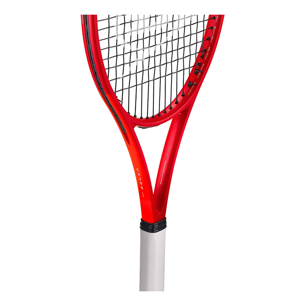DUNLOP 2027 CX200 LS Red/Neon Red tennis racquet — throat and model lettering detail