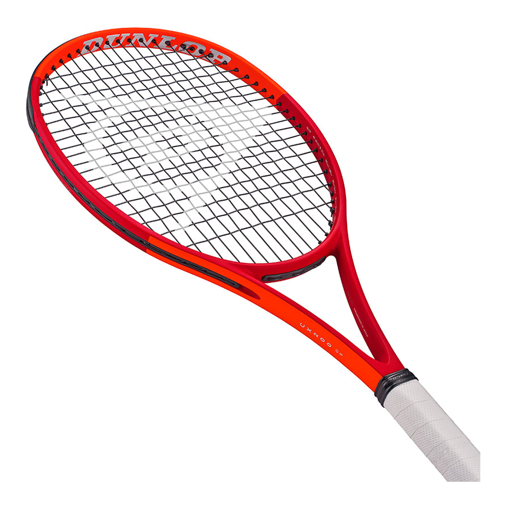 DUNLOP 2027 CX200 OS Red/Neon Red tennis racquet — frame and string bed detail