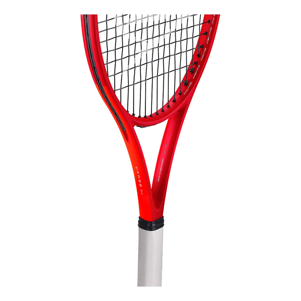 DUNLOP 2027 CX200 OS Red/Neon Red tennis racquet — throat and model lettering detail