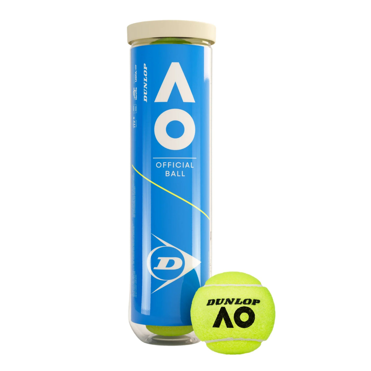 DUNLOP Australian Open (4 In 1 Tube) Tennis Balls – Official AO Match Ball - Gem Sports