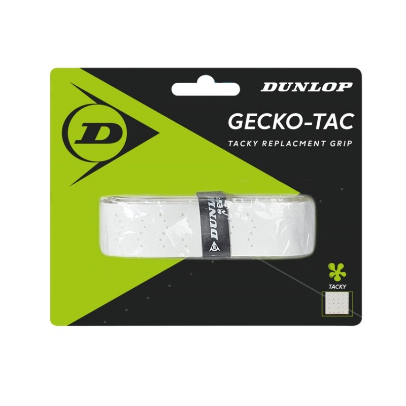 DUNLOP Gecko - Tac Replacement Grip for Tennis (1 wrap) - White | Ultra Tacky Feel - Gem Sports