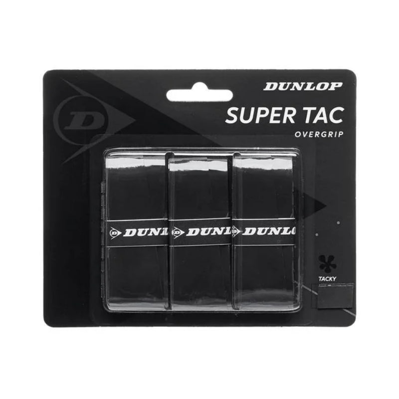 DUNLOP Super Tac Overgrip (3 Wraps) – Black | Ultra Tacky & Durable - Gem Sports