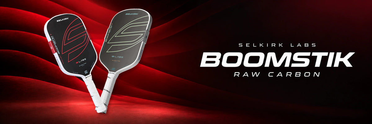 Shop SELKIRK LABS BOOMSTIK Raw Carbon pickleball paddles in Black and Everglade