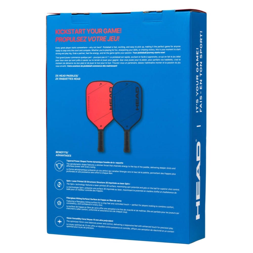 HEAD Pickleball Pack - Kickstarter (2 Paddles + 2 Balls + 1 Bag) - Gem Sports