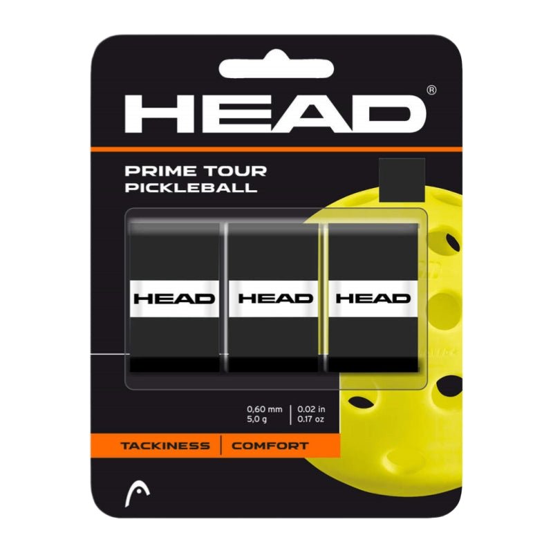 HEAD Prime Tour Pickleball Overgrip (3 Wraps) – Black - Gem Sports