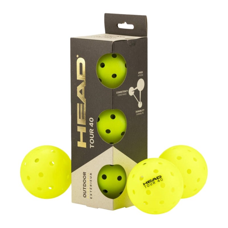 HEAD TOUR 40 (3 Ball Pack) Pickleball - 1 Pack - Gem Sports