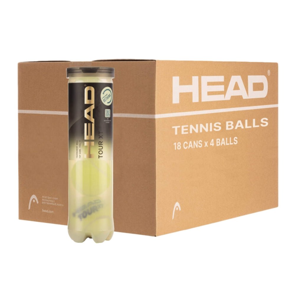 HEAD TOUR XT (4 Ball Can) Tennis Balls – 1 Case (18 Cans / 72 Balls) - Gem Sports