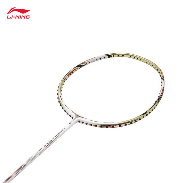 LI - NING Aeronaut 9000 (White/Gold) Badminton Racquet – Unstrung & Free Grip - Gem Sports