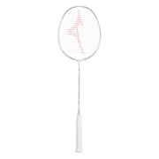 MIZUNO ALTIUS 77 White/Light Blue badminton racquet – full front view, strung display sample