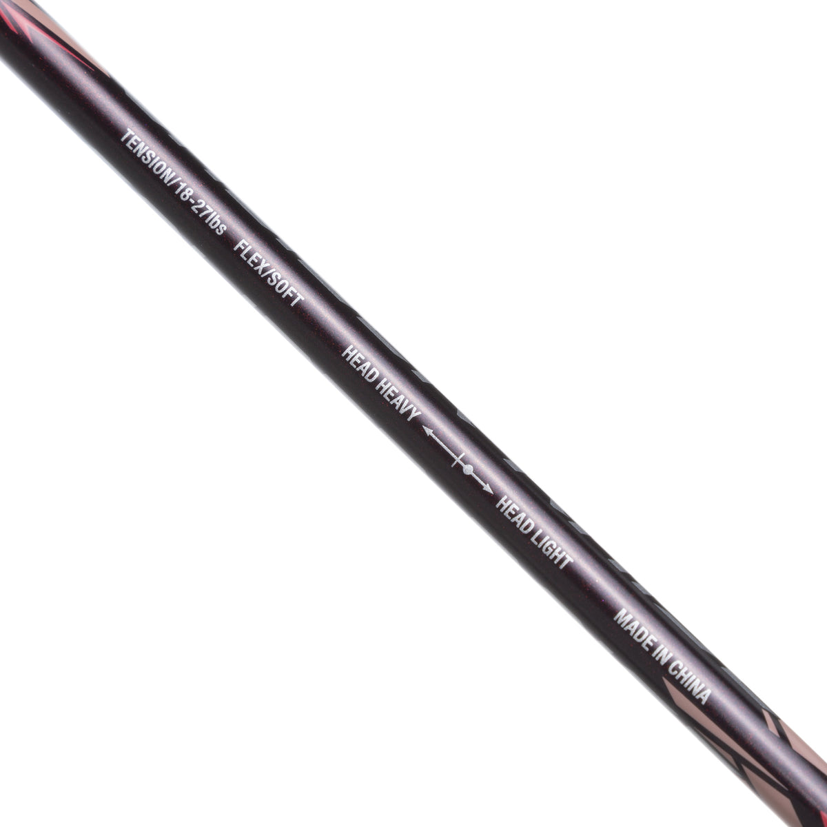 MIZUNO CALIBER RAISE Dark Red badminton racquet - tension and flex markings