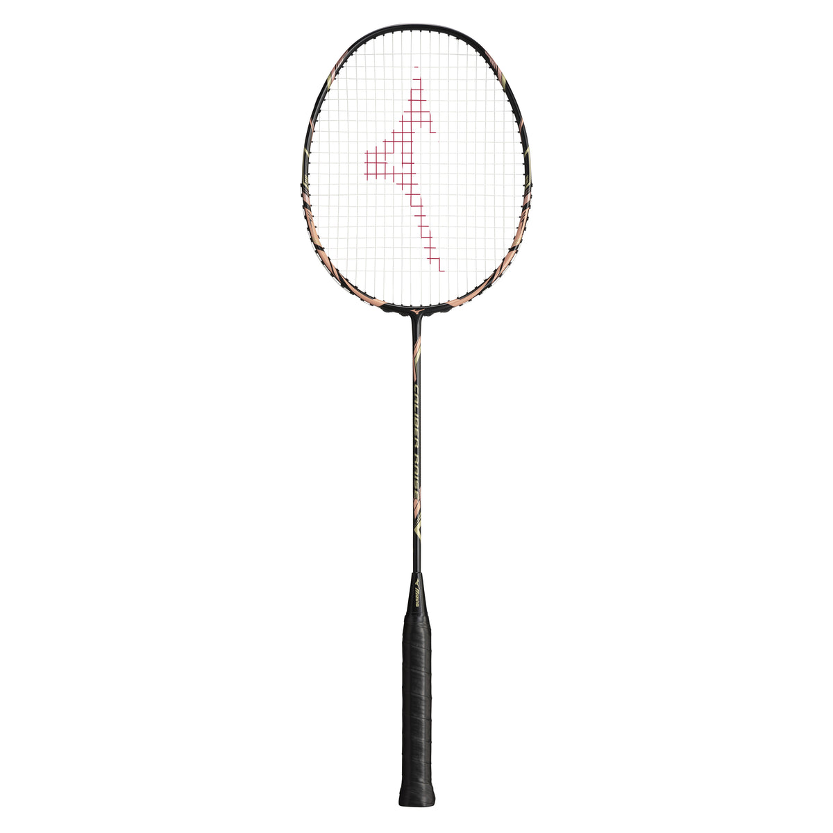 MIZUNO CALIBER RAISE Black/Gold badminton racquet - full front view
