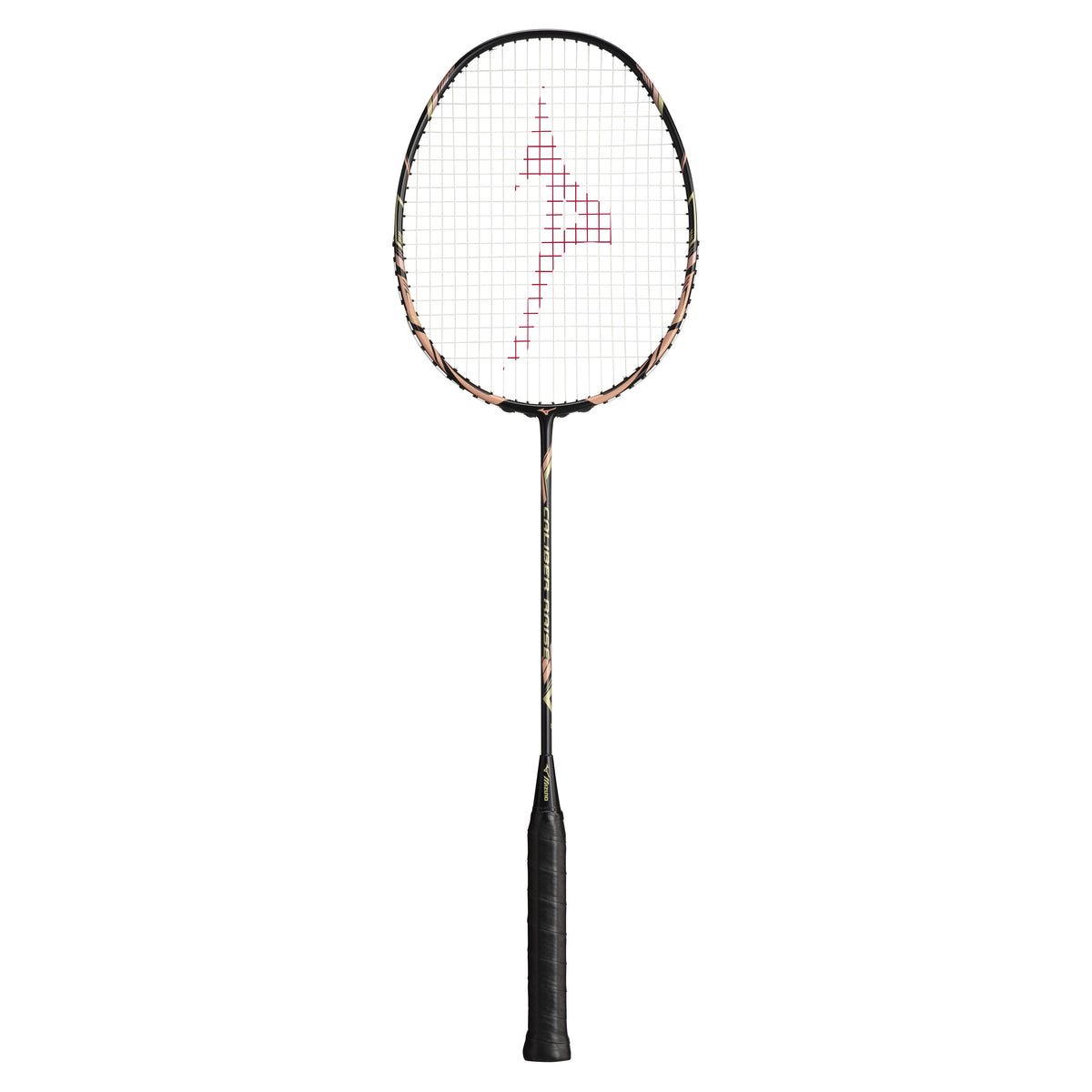 MIZUNO CALIBER RAISE Black/Gold badminton racquet - full reverse view