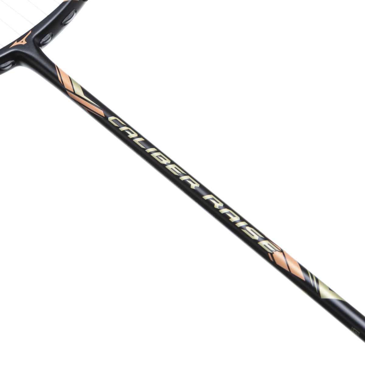 MIZUNO CALIBER RAISE Black/Gold badminton racquet - shaft model detail