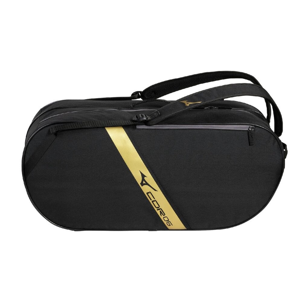MIZUNO Pro Series Racquet Bag (6 Pcs) - Black/Gold | 75L Capacity