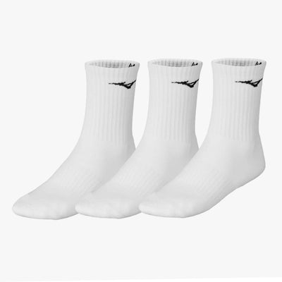MIZUNO Training Crew Socks (3 Pack) UNISEX - White - Gem Sports