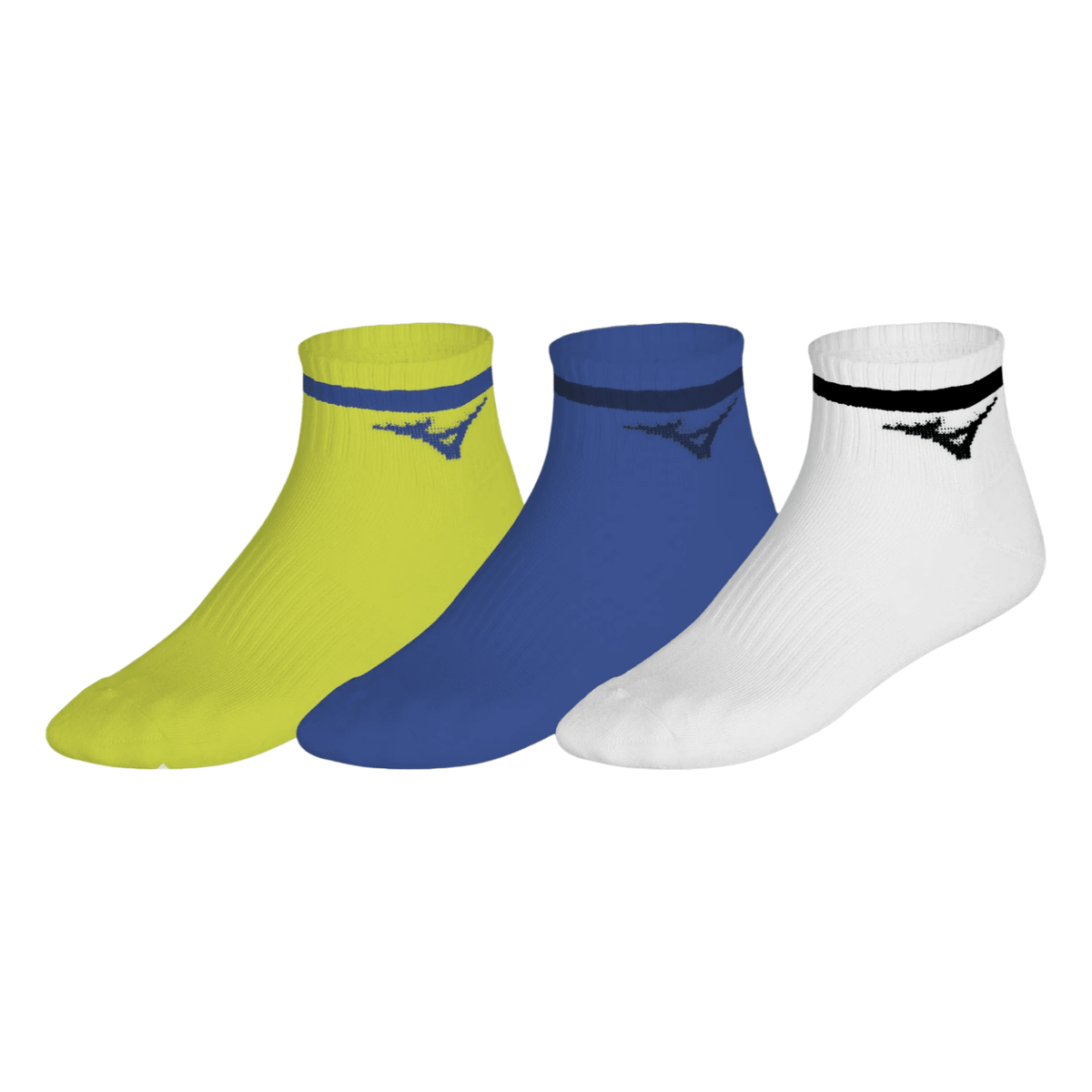 MIZUNO Training Mid Socks (3 Pack) - Lightning Yellow/Ultramarine/White - Gem Sports