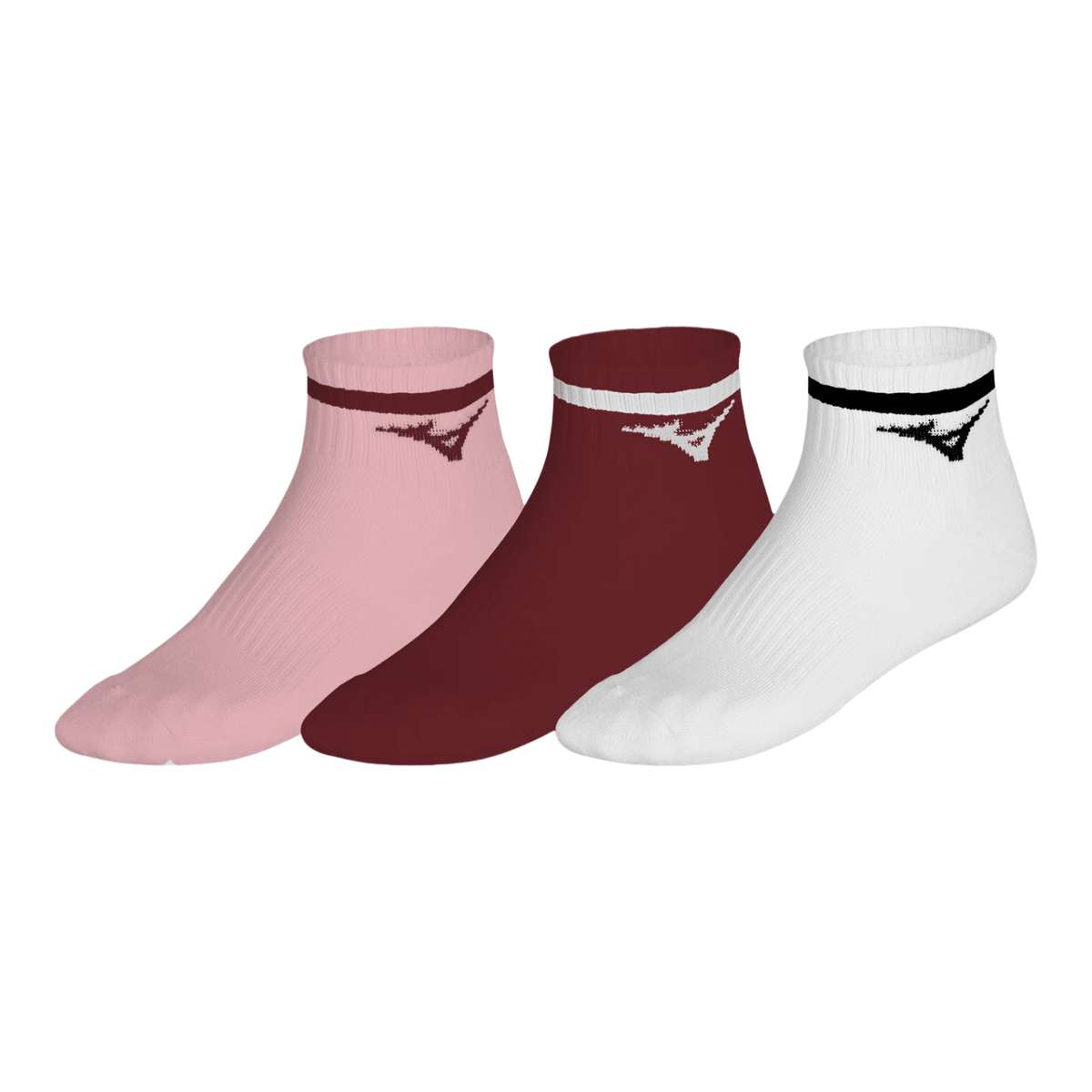 MIZUNO Training Mid Socks (3 Pack) - Pinkesque/Lava Falls/White - Gem Sports