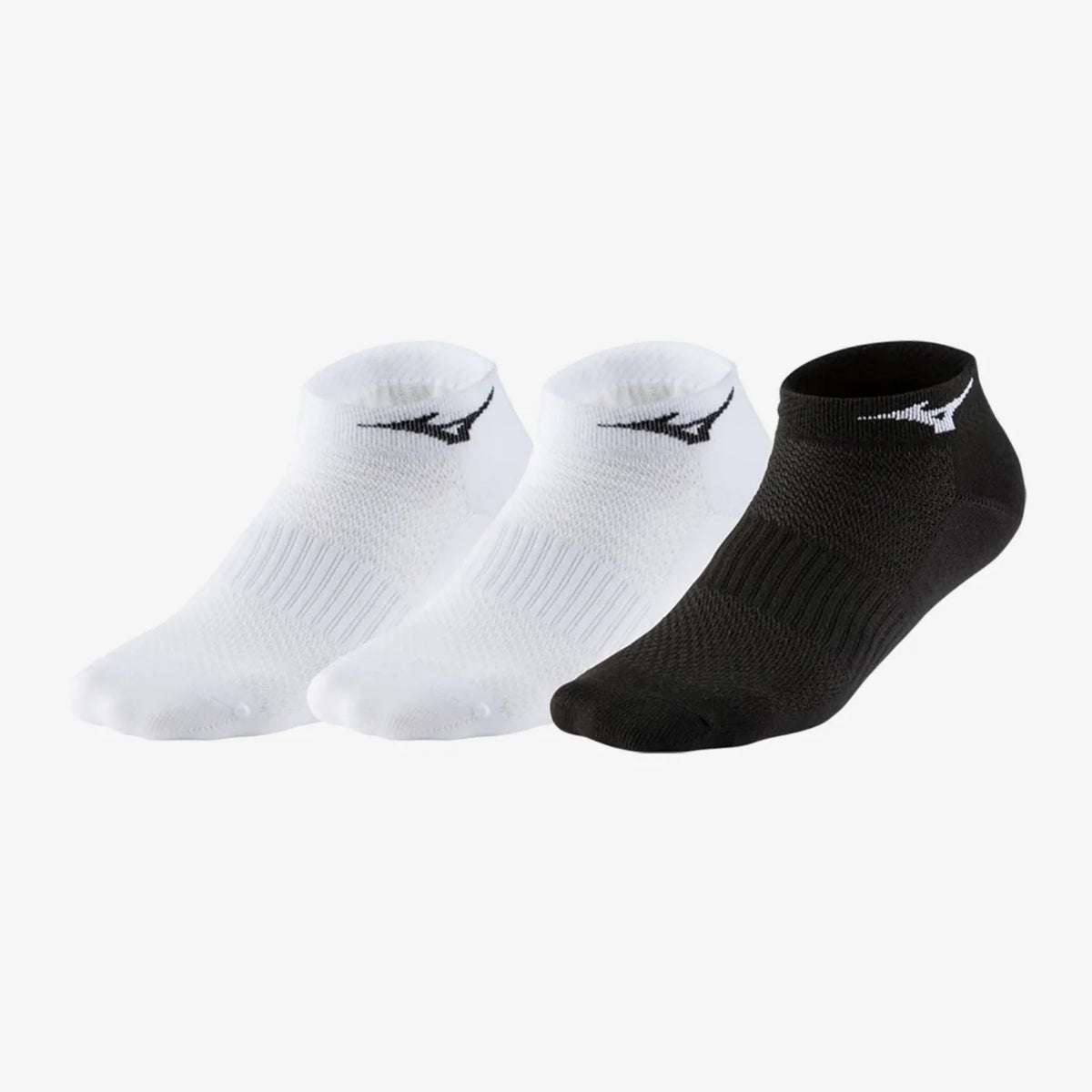 MIZUNO Training Mid Socks (3 Pack) UNISEX - White/White/Black - Gem Sports