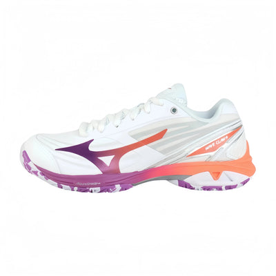 MIZUNO Wave Claw 4 UNISEX Badminton Shoes – White/Lava Orange/Dahlia - Gem Sports