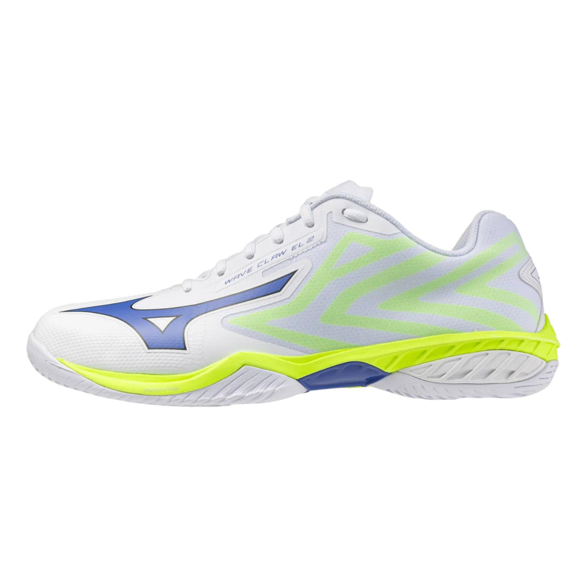 MIZUNO WAVE CLAW EL 2 Unisex Badminton Shoes - White/Dazzling Blue/Lightning Yellow - Gem Sports