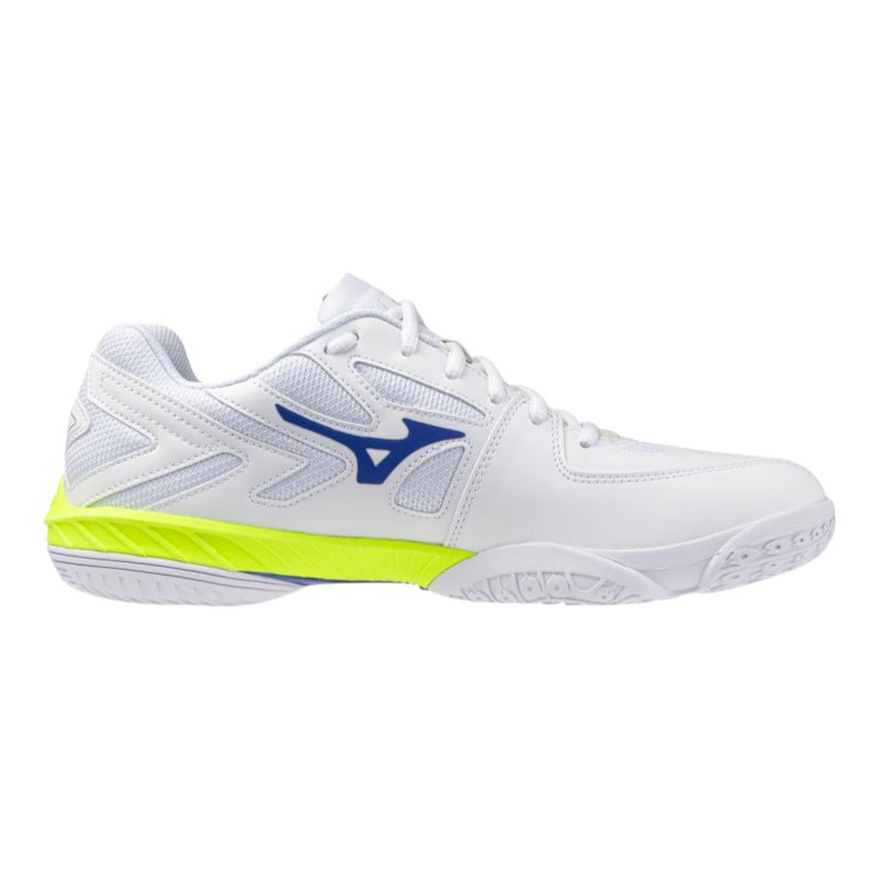 MIZUNO WAVE CLAW EL 2 Unisex Badminton Shoes - White/Dazzling Blue/Lightning Yellow - Gem Sports
