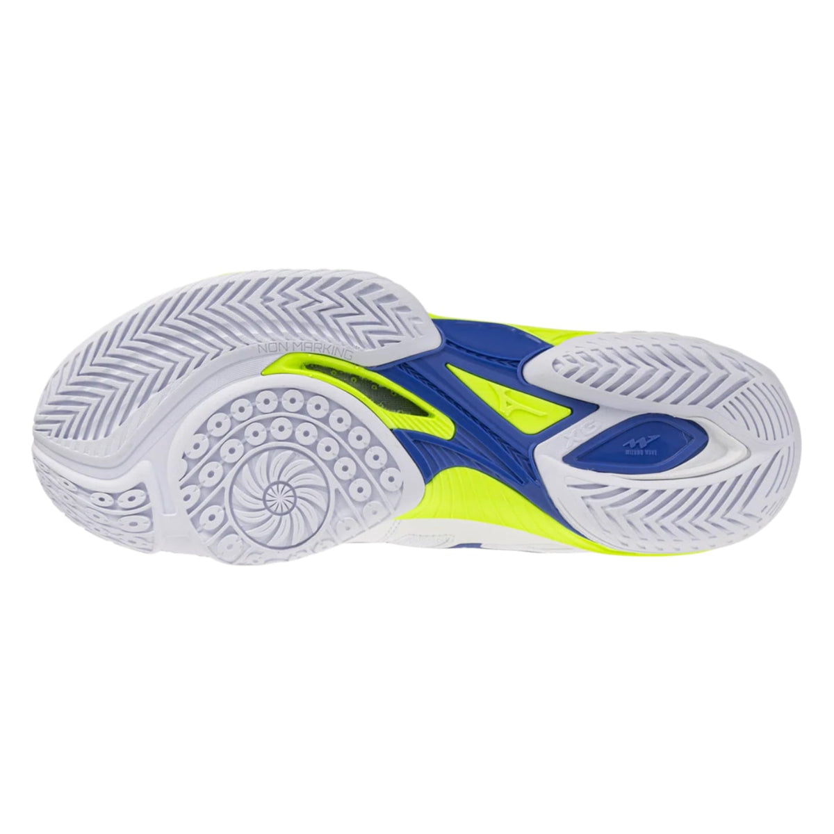 MIZUNO WAVE CLAW EL 2 Unisex Badminton Shoes - White/Dazzling Blue/Lightning Yellow - Gem Sports