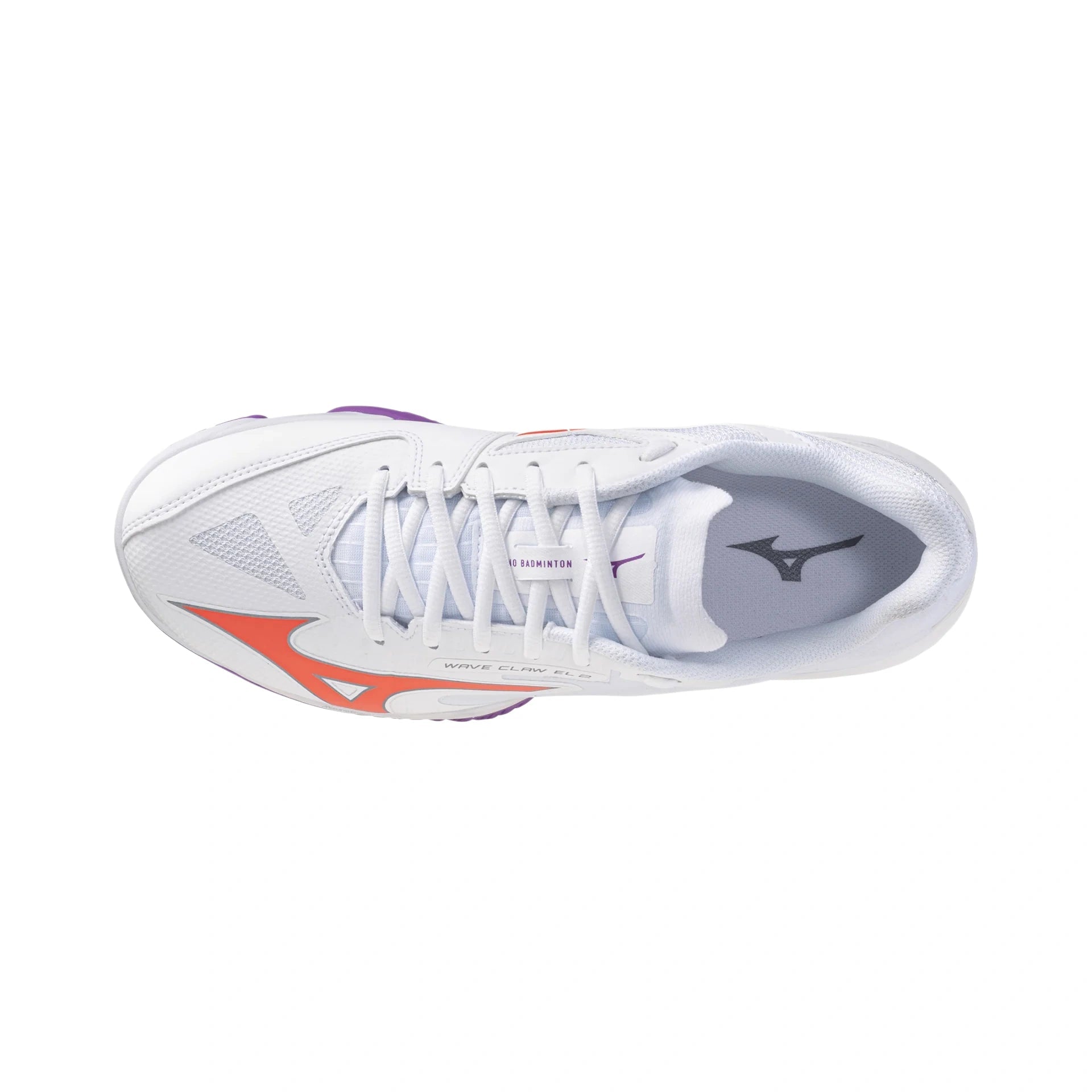 MIZUNO WAVE CLAW EL 2 Unisex Badminton Shoes - White/Lava Orange/Dahlia - Gem Sports