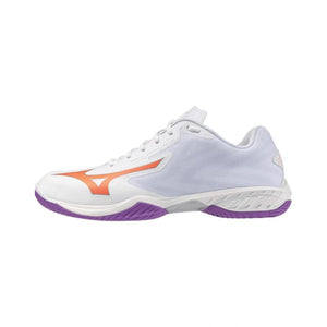 MIZUNO WAVE CLAW EL 2 Unisex Badminton Shoes - White/Lava Orange/Dahlia - Gem Sports