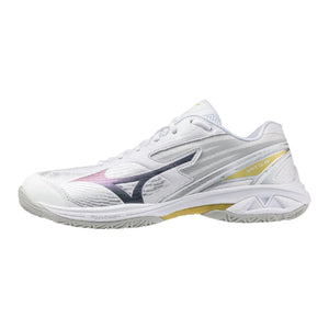 MIZUNO Wave Claw Pro 3 Unisex Badminton Shoes – White/Gold - Gem Sports