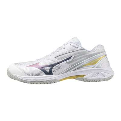MIZUNO Wave Claw Pro 3 Unisex Badminton Shoes – White/Gold - Gem Sports