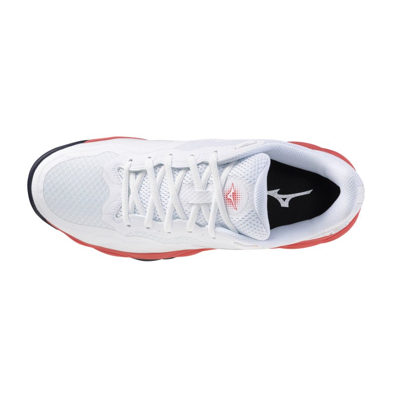 MIZUNO WAVE ENFORCE COURT AC MEN'S Tennis Shoes - White/Baritone Blue/Calypso Coral - Gem Sports