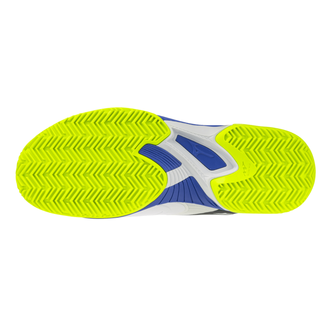 MIZUNO WAVE EXCEED COURT AC MEN'S Tennis Shoes - White/Dazzling Blue/Lightning Yellow - Gem Sports
