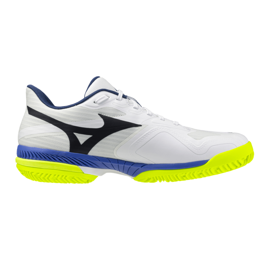 MIZUNO WAVE EXCEED COURT AC MEN'S Tennis Shoes - White/Dazzling Blue/Lightning Yellow - Gem Sports