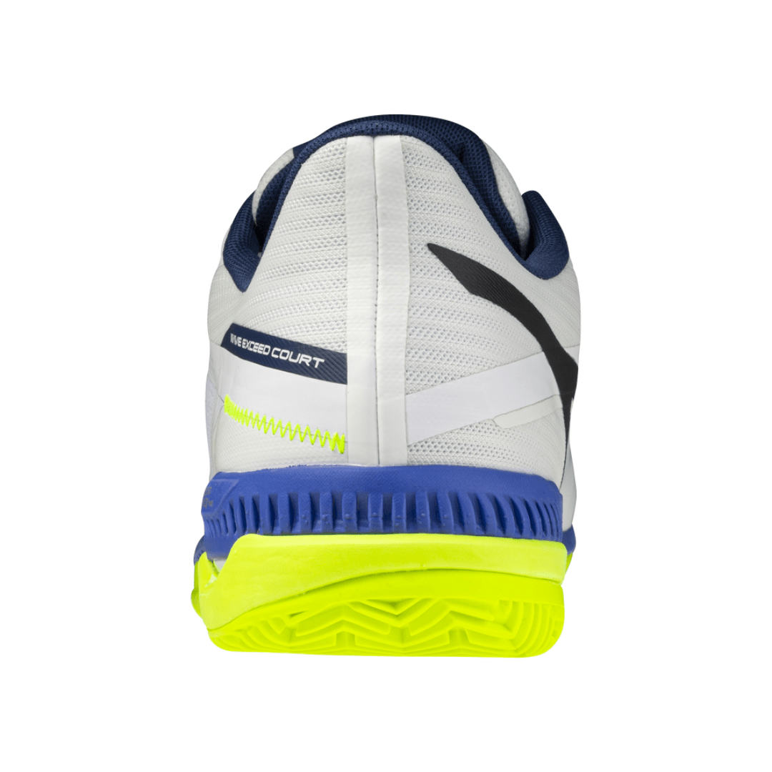 MIZUNO WAVE EXCEED COURT AC MEN'S Tennis Shoes - White/Dazzling Blue/Lightning Yellow - Gem Sports
