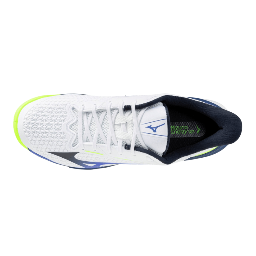 MIZUNO WAVE EXCEED TOUR 7 AC MEN'S Tennis Shoes - White/Dazzling Blue/Lightning Yellow - Gem Sports