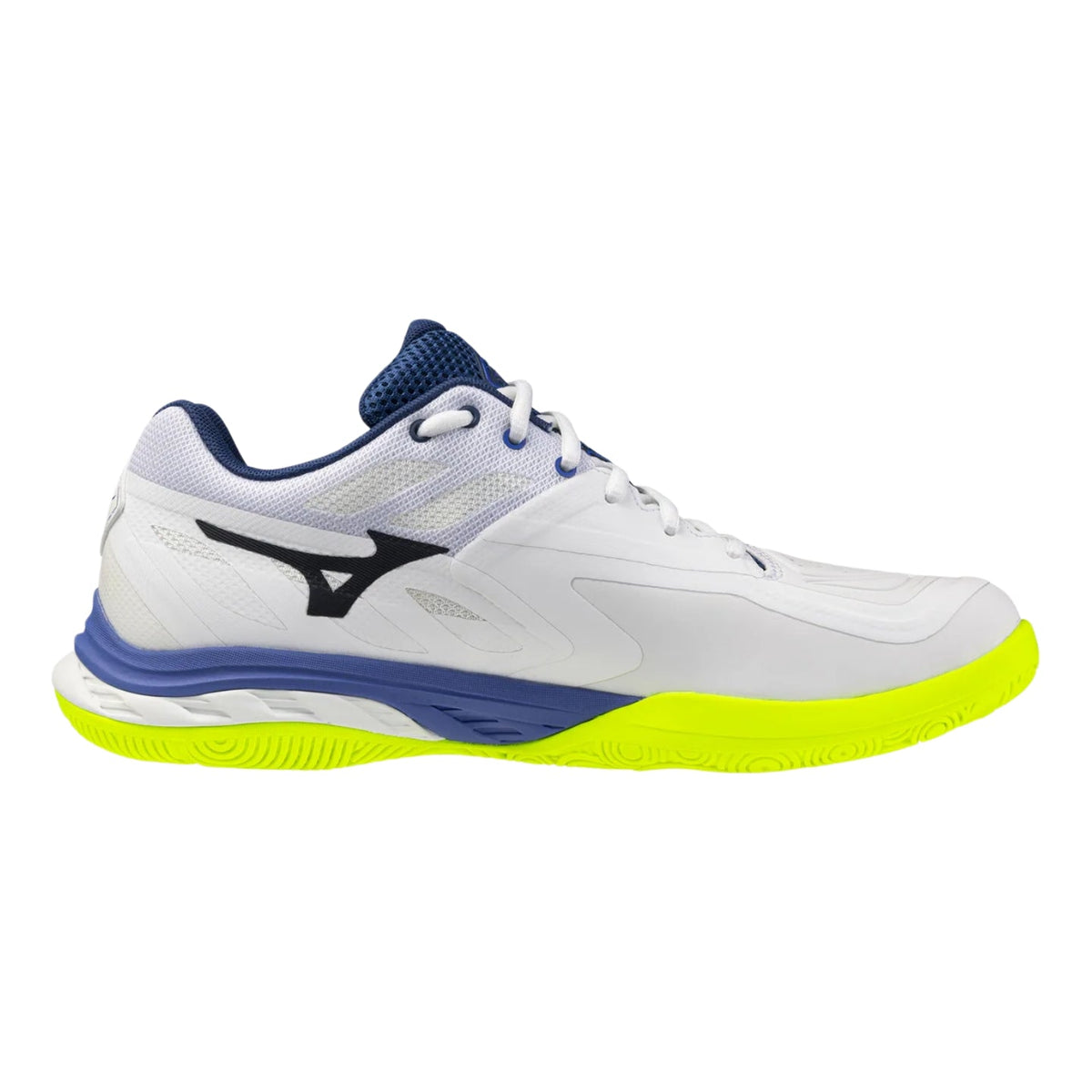 MIZUNO WAVE FANG 2 Unisex Badminton Shoes - White/Dazzling Blue/Lightning Yellow - Gem Sports
