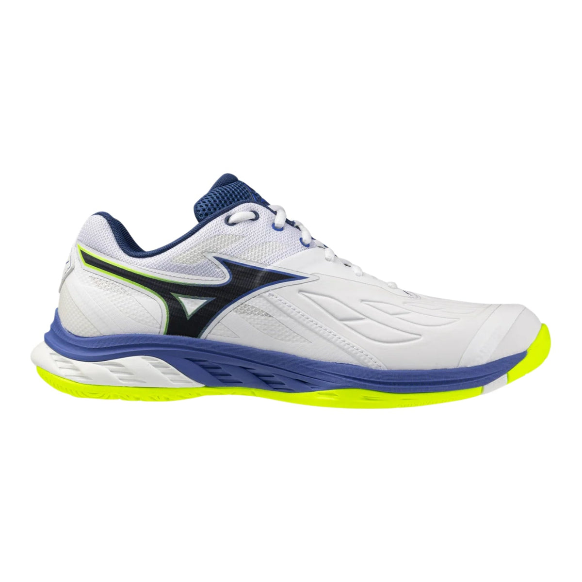 MIZUNO WAVE FANG 2 Unisex Badminton Shoes - White/Dazzling Blue/Lightning Yellow - Gem Sports
