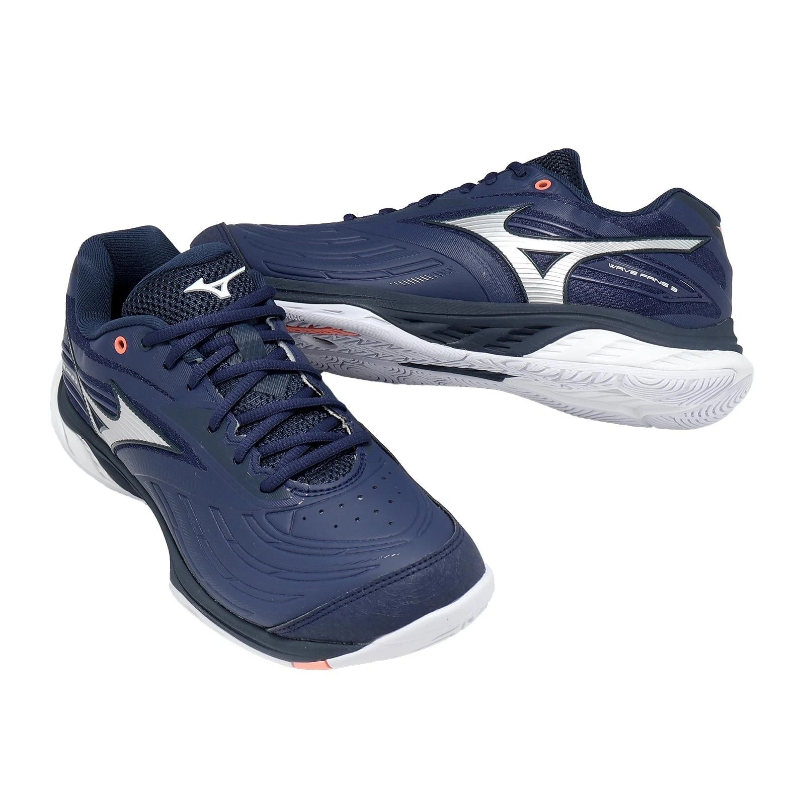 MIZUNO WAVE FANG 3 Unisex Badminton Shoes - Beacon Blue/White/Lava Orange - Gem Sports