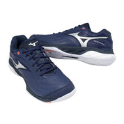 MIZUNO WAVE FANG 3 Unisex Badminton Shoes - Beacon Blue/White/Lava Orange - Gem Sports