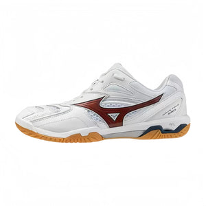 MIZUNO WAVE FANG PRO Unisex Badminton Shoes - White/Orange/Insignia Blue - Gem Sports
