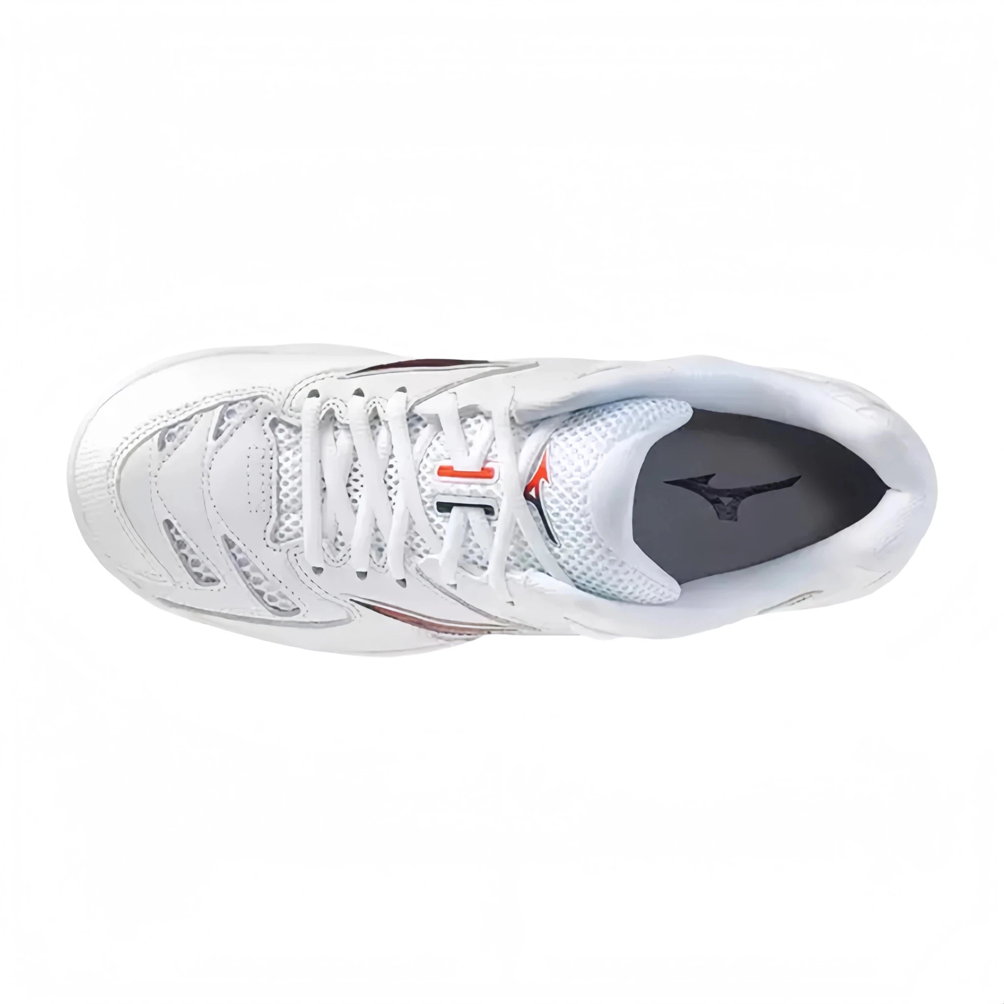 MIZUNO WAVE FANG PRO Unisex Badminton Shoes - White/Orange/Insignia Blue - Gem Sports