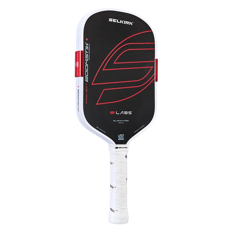 SELKIRK LABS Boomstik Elongated 16mm Raw Carbon Pickleball Paddle - Black - Gem Sports
