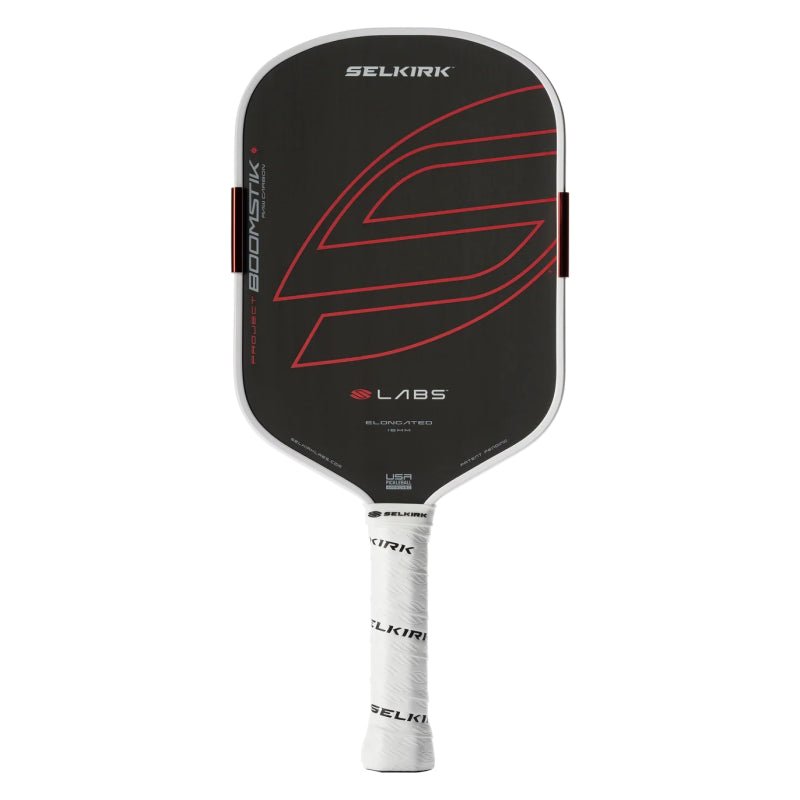 SELKIRK LABS Boomstik Elongated 16mm Raw Carbon Pickleball Paddle - Black - Gem Sports