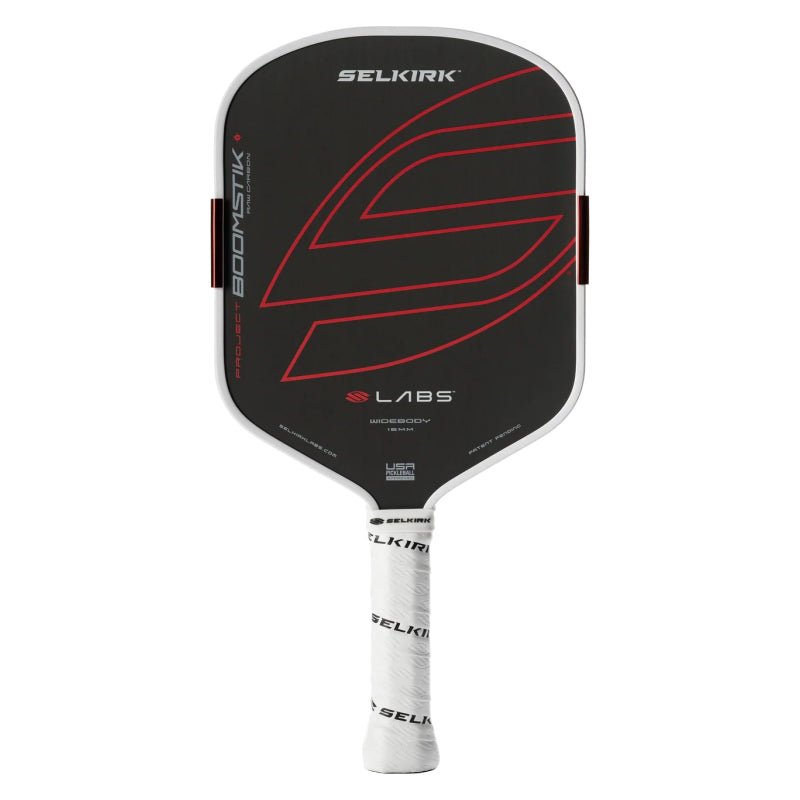 SELKIRK LABS Boomstik Widebody 16mm Raw Carbon Pickleball Paddle - Black - Gem Sports