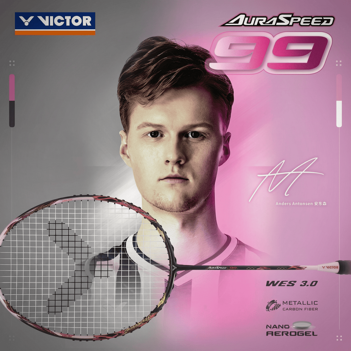 VICTOR 2026 AuraSpeed 99 (Purple) Badminton Racquet – Unstrung & Free Grip - Gem Sports