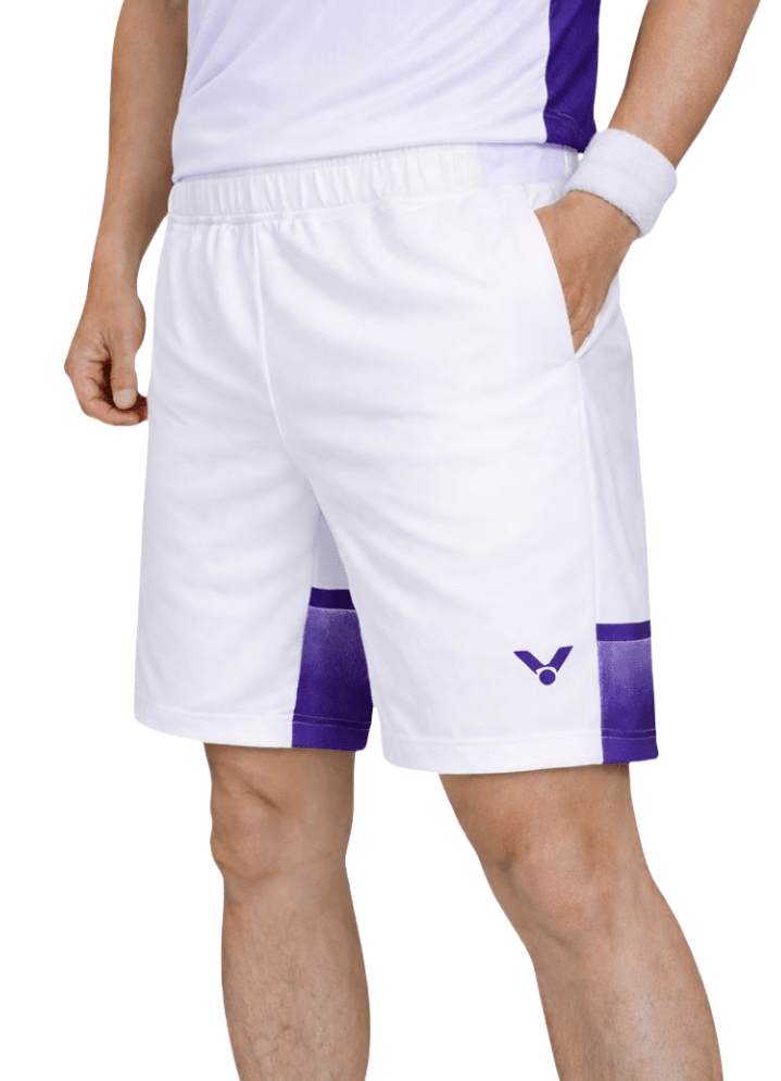 VICTOR LZJ Limited Unisex Knitted Shorts R - 55201 AJ - White/Purple - Gem Sports