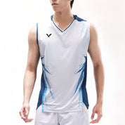 VICTOR Tournament Series (LZJ Exclusive) Unisex Sleeveless Top T - 50008 - AF White/Blue - Gem Sports